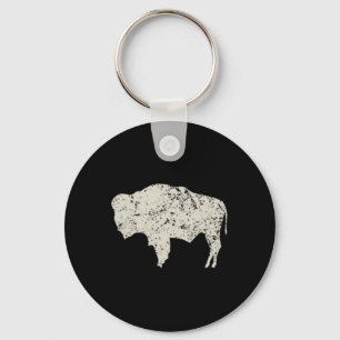 American Vintage Buffalo Men Women Silhouette Love Key Ring