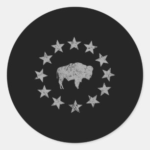 American Vintage Buffalo Silhouette Love Bison Men Classic Round Sticker