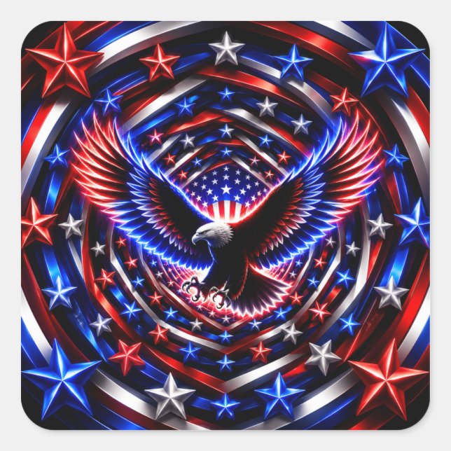 American Vision Spiral – Patriotic Eagle Optical I Square Sticker (Front)