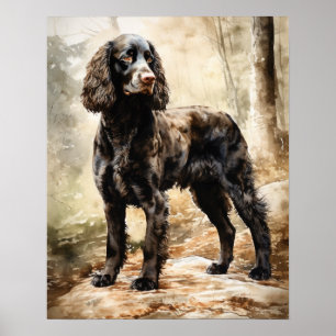American Water Spaniel Dog Art Print Poster