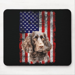 American Water Spaniel Dog Lover Flag 4th of July Mouse Pad