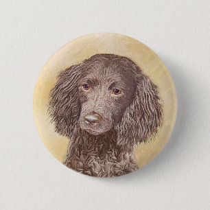 American Water Spaniel Painting - Original Dog Art 6 Cm Round Badge