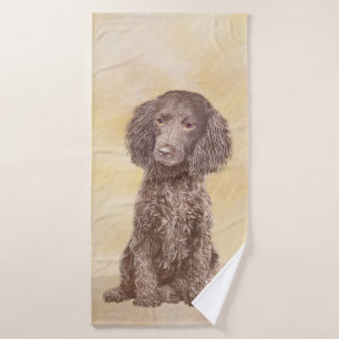 American Water Spaniel Painting - Original Dog Art Bath Towel Set