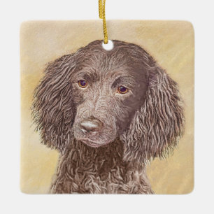 American Water Spaniel Painting - Original Dog Art Ceramic Ornament