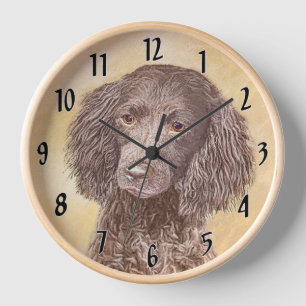 American Water Spaniel Painting - Original Dog Art Clock