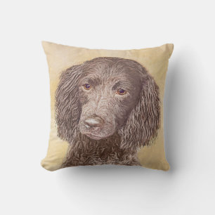 American Water Spaniel Painting - Original Dog Art Cushion