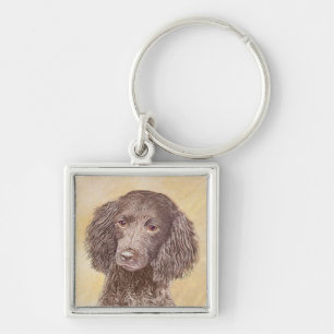 American Water Spaniel Painting - Original Dog Art Key Ring