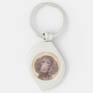 American Water Spaniel Painting - Original Dog Art Key Ring