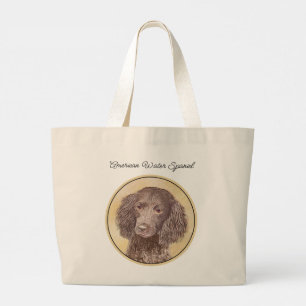 American Water Spaniel Painting Original Dog Art Large Tote Bag