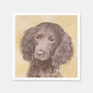 American Water Spaniel Painting - Original Dog Art Napkin