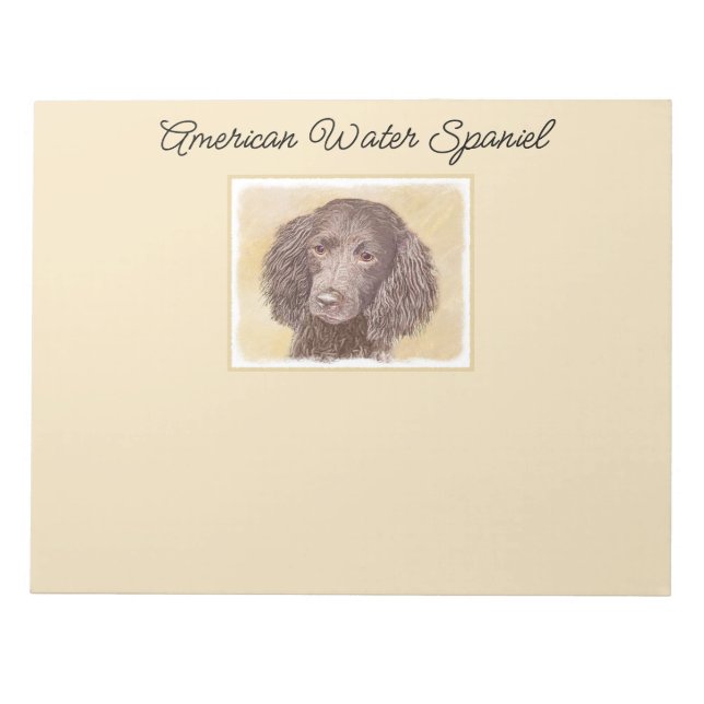 American Water Spaniel Painting - Original Dog Art Notepad (Front)