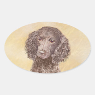 American Water Spaniel Painting - Original Dog Art Oval Sticker