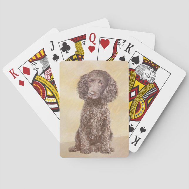 American Water Spaniel Painting - Original Dog Art Playing Cards (Back)