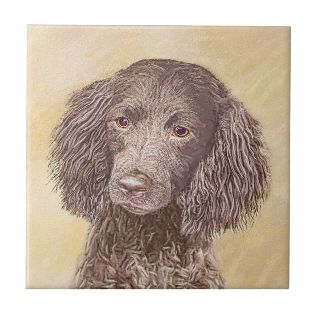 American Water Spaniel Painting - Original Dog Art Tile (Front)