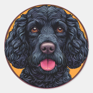 American Water Spaniel Rustic Dog Art 🐕🌿 Classic Round Sticker