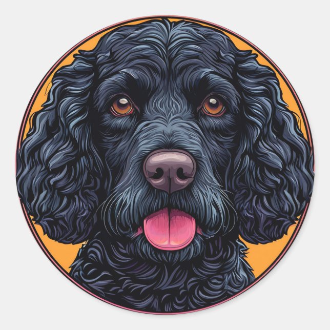 American Water Spaniel Rustic Dog Art 🐕🌿 Classic Round Sticker (Front)