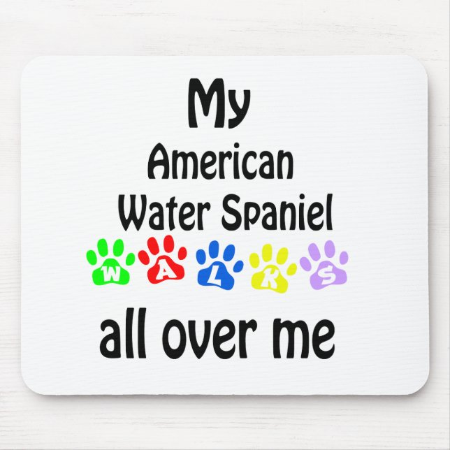 American Water Spaniel Walks Design Mouse Pad (Front)