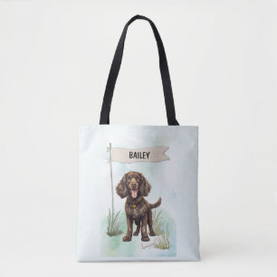 American Water Spaniel Watercolor Personalised Dog Tote Bag