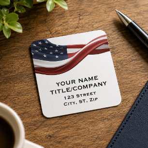 American Wavy Company Name Square Sticker