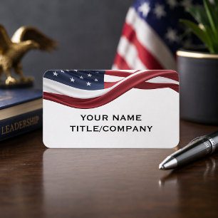 American Wavy Flag Company Name Business Card