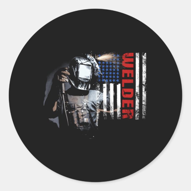American Welder Welder American Flag Proud Welding Classic Round Sticker (Front)