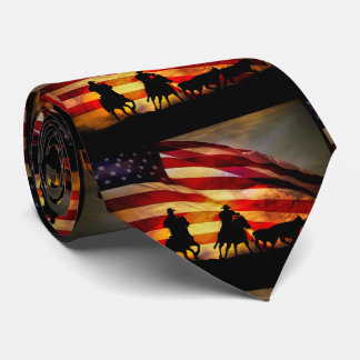 American West Cowboy and Flag Tie