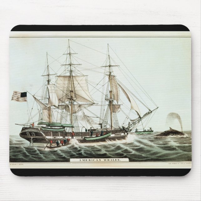 American Whaler, engraved by Nathaniel Currier Mouse Pad (Front)