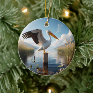 American White Pelican Keepsake Ceramic Tree Decoration