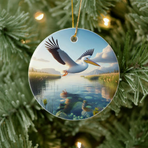 American White Pelican Keepsake Ceramic Tree Decoration