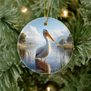 American White Pelican Keepsake Ceramic Tree Decoration