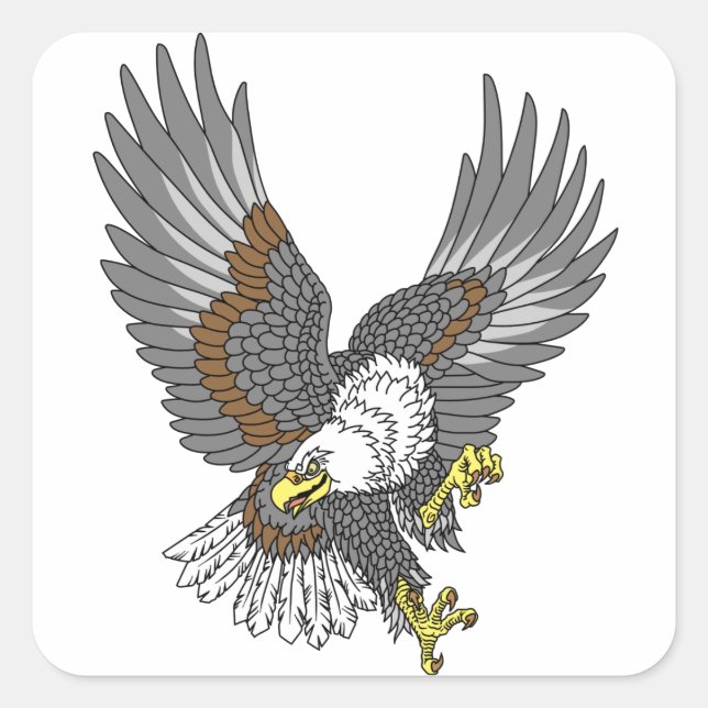 American whitehead bald eagle in the flight keycha square sticker (Front)