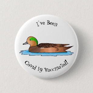 American wigeon bird cartoon illustration 6 cm round badge