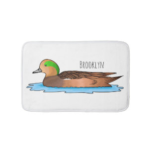 American wigeon bird cartoon illustration  bath mat