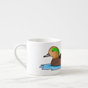 American wigeon bird cartoon illustration espresso cup