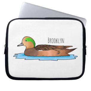 American wigeon bird cartoon illustration laptop sleeve