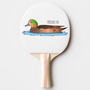 American wigeon bird cartoon illustration ping pong paddle