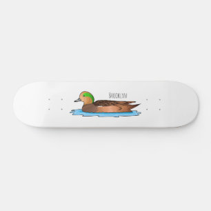 American wigeon bird cartoon illustration skateboard
