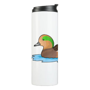 American wigeon bird cartoon illustration thermal tumbler
