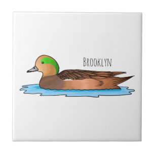 American wigeon bird cartoon illustration tile