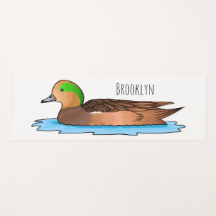 American wigeon bird cartoon illustration yoga mat