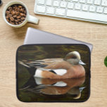 American Wigeon Duck on Pond Laptop Sleeve<br><div class="desc">For nature and wildlife fans! Protective,  zippered laptop sleeve that features the photo image of a male American Wigeon duck,  also known as a Baldpate,  along with his reflection on a pond. Select your laptop sleeve size.</div>