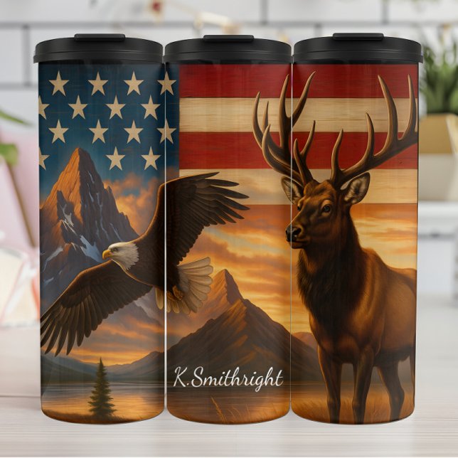 American Wilderness Patriotic Wildlife Scene Thermal Tumbler (Creator Uploaded)