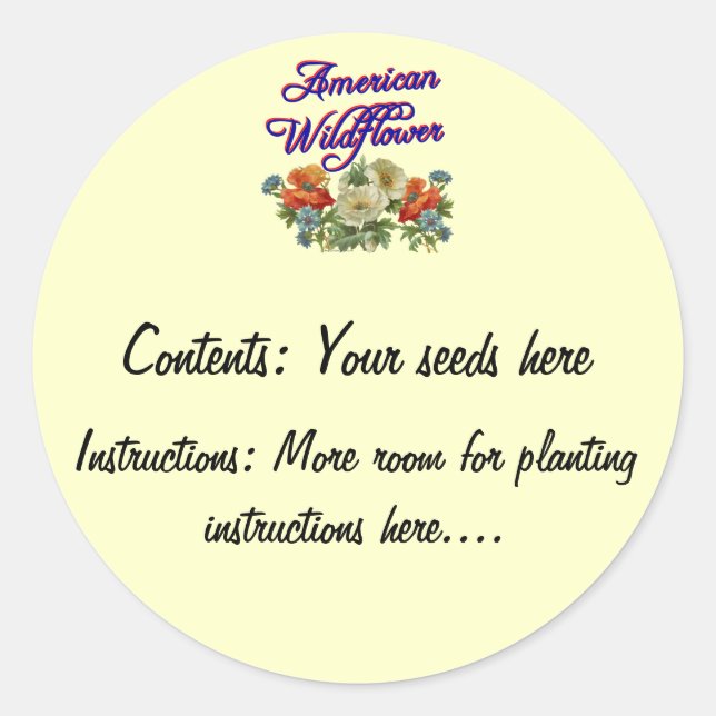 American Wildflower Custom Seed Packet Stickers (Front)
