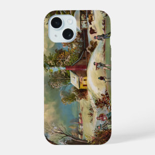 American Winter Life Christmas Scene iPhone 15 Case