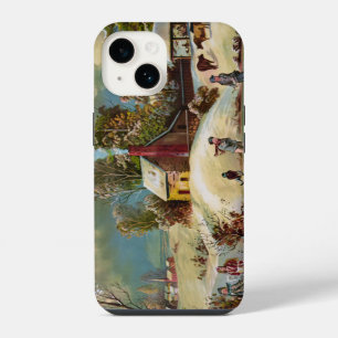 American Winter Life Christmas Scene iPhone 14 Case