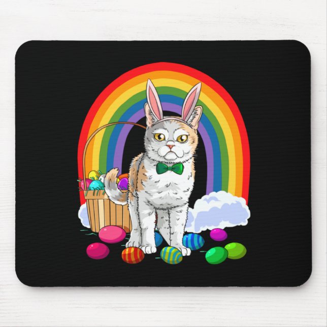 American Wirehair Cat Easter Eggs Bunny  Mouse Pad (Front)
