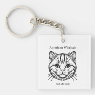 American Wirehair Portrait Key Ring