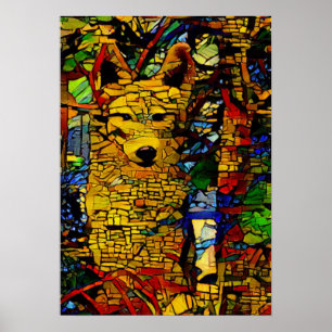 American wolf in A.I. enhanced photo fun Poster