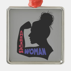 American Woman dark grey Metal Tree Decoration