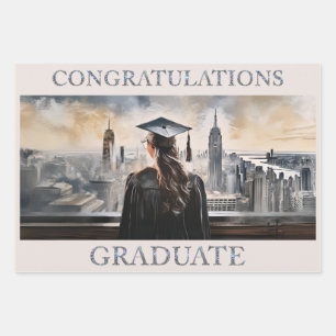 American Woman Graduate Congratulations Wrapping Paper Sheet